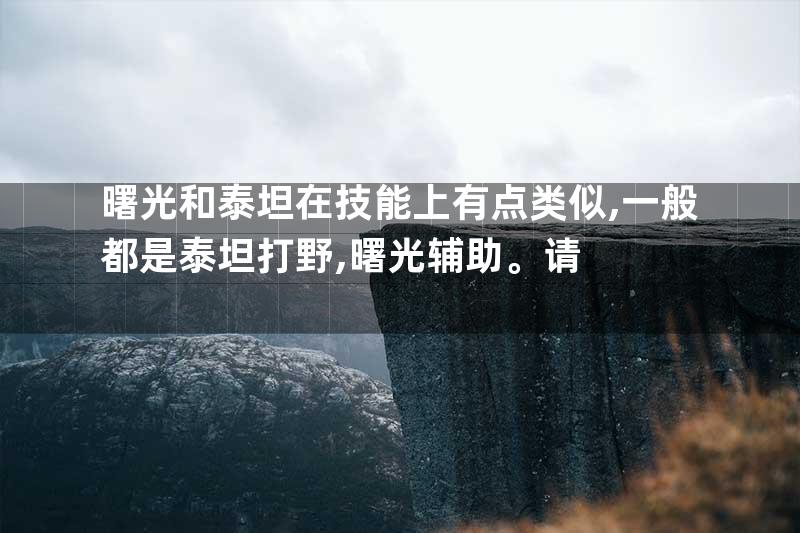 曙光和泰坦在技能上有点类似,一般都是泰坦打野,曙光辅助。请