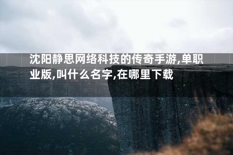 沈阳静思网络科技的传奇手游,单职业版,叫什么名字,在哪里下载